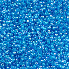 Toho Round Seed Bead 15/0 Transparent Dark Caribbean AB 2.5-inch Tube (163B)