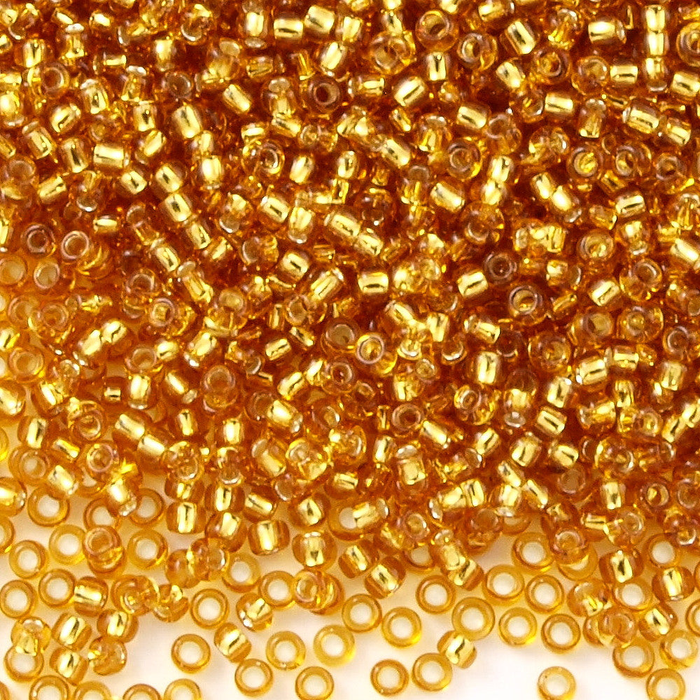 Toho Round Seed Bead 15/0 Silver Lined Dark Gold 2.5-inch Tube (22C)