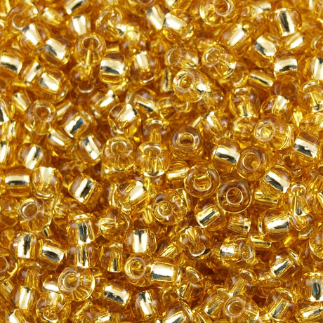 Toho Round Seed Bead 8/0 Silver Lined Transparent Gold 5.5-inch tube (22)