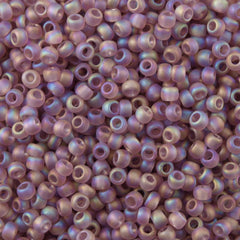 Toho Round Seed Bead 8/0 Transparent Matte Light Amethyst AB 2.5-inch tube (166F)