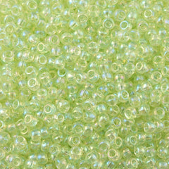 Toho Round Seed Bead 6/0 Transparent Lime Mist AB 2.5-inch tube (173)