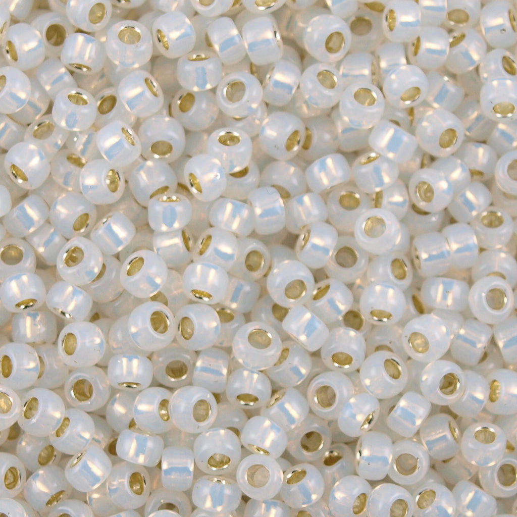 Toho Round Seed Bead 8/0 Silver Lined Milk White 2.5-inch tube (2100)