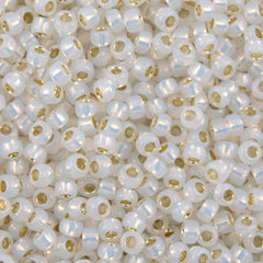 50g Toho Round Seed Bead 8/0 Silver Lined Milk White (2100)