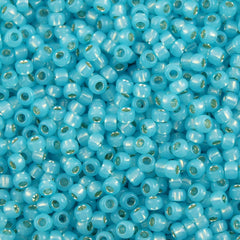 50g Toho Round Seed Beads 6/0 Silver Lined Milky Aqua (2117)