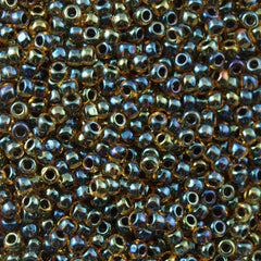 50g Toho Round Seed Beads 11/0 Inside Color Lined Midnite Amber (244)