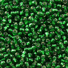 Toho Round Seed Bead 6/0 Silver Lined Dark Green 2.5-inch tube (27B)