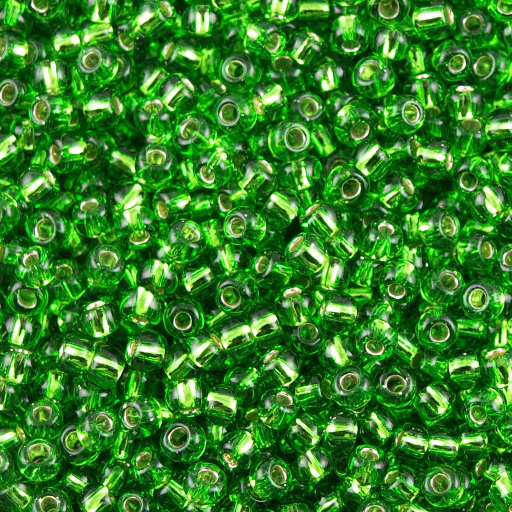 Toho Round Seed Bead 6/0 Silver Lined Green 2.5-inch tube (27)