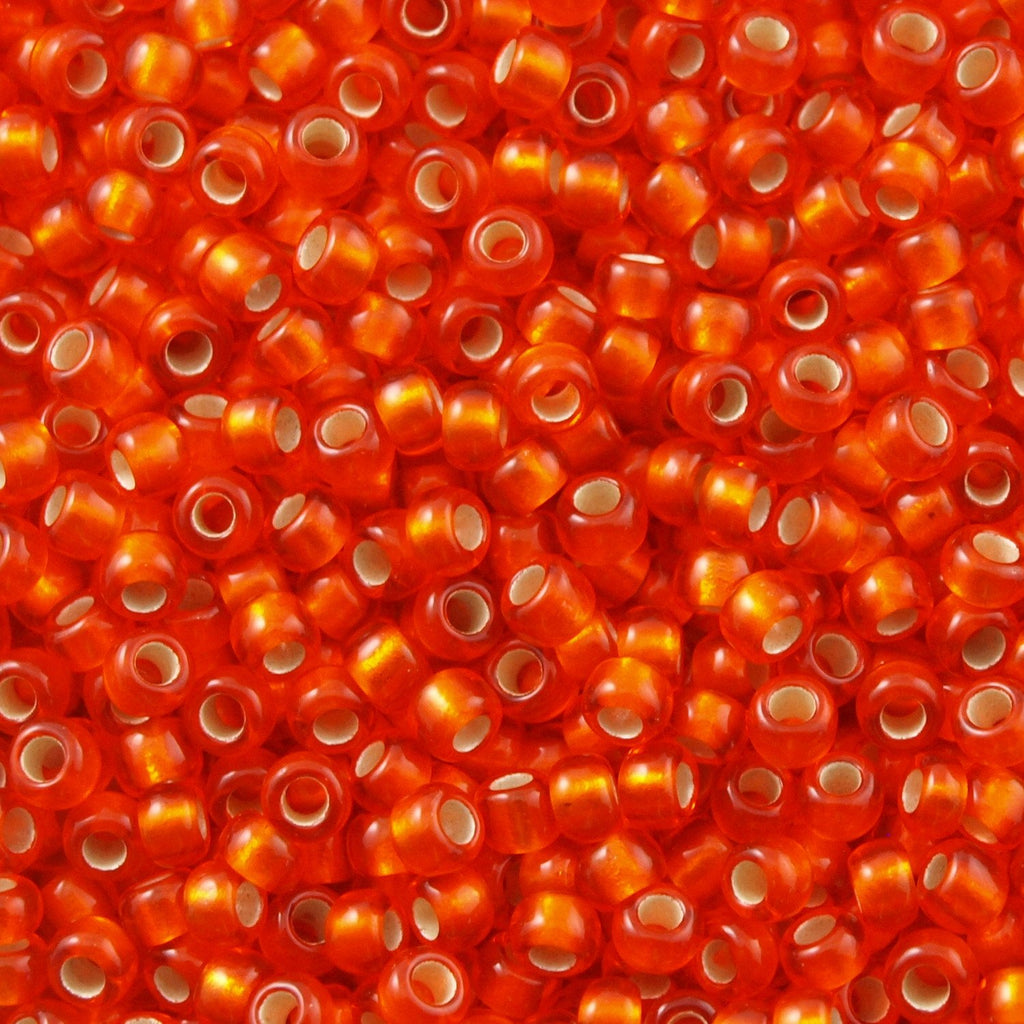 50g Toho Round Seed Bead 11/0 Silver Lined Transparent Matte Tangerine (30BF)