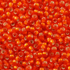 50g Toho Round Seed Bead 11/0 Silver Lined Transparent Matte Tangerine (30BF)