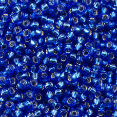 Toho Round Seed Bead 8/0 Silver Lined Montana Blue 2.5-inch tube (35)