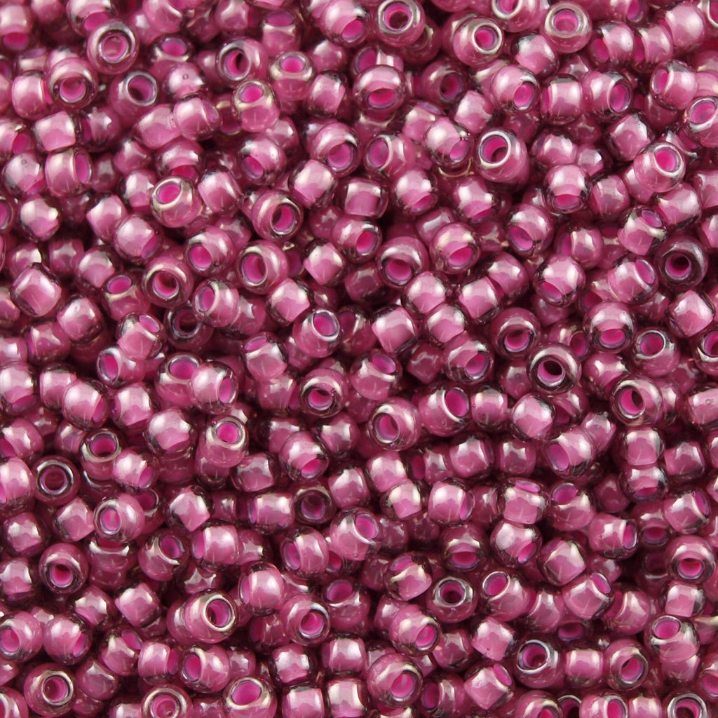 Toho Round Seed Bead 11/0 Pink Inside Color Lined Light Amethyst 2.5-inch Tube (959)