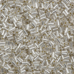 25g Toho 3mm Bugle Bead Transparent Matte Silver Lined Crystal (21F)