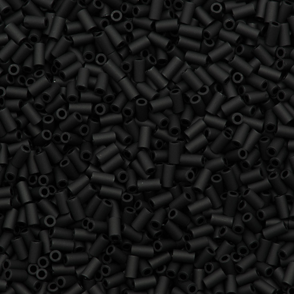 Toho 3mm Bugle Bead Opaque Matte Black 2.5-inch Tube (49F)