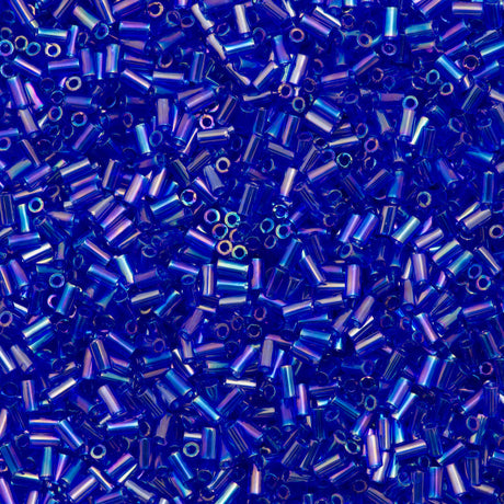 Toho 3mm Bugle Bead Transparent Periwinkle AB 2.5-inch Tube (87)