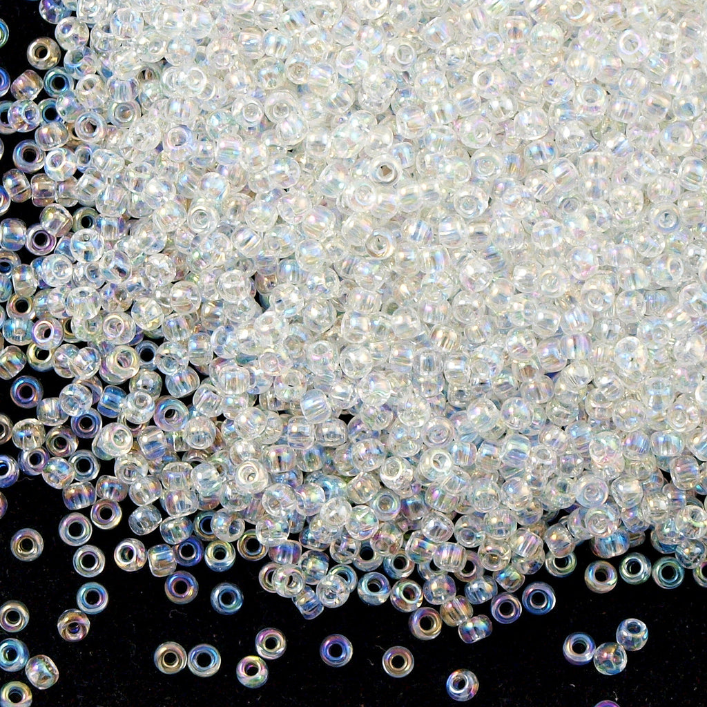 Toho Round Seed Bead 8/0 Transparent Crystal AB 2.5-inch tube (161)