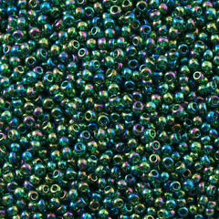 50g Toho Round Seed Bead 8/0 Transparent Emerald AB (179)