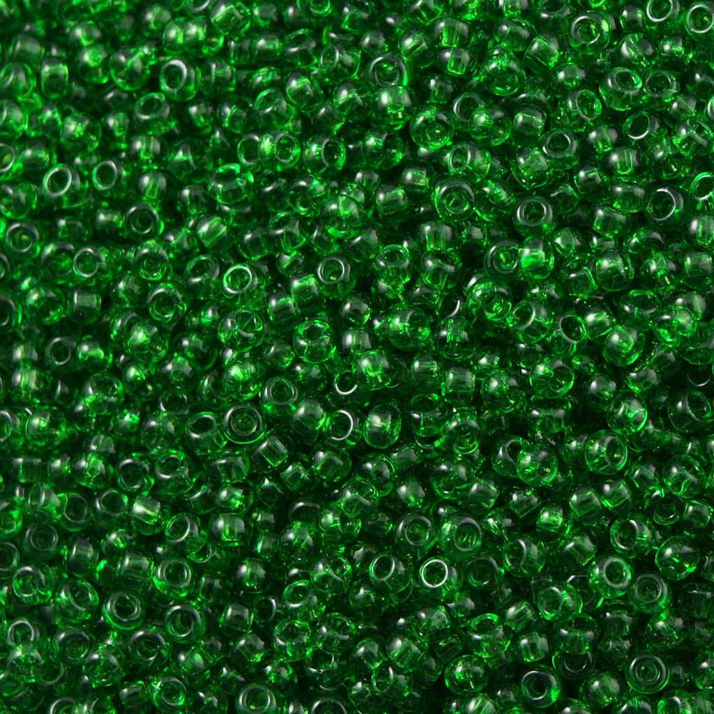 Toho Round Seed Bead 8/0 Transparent Medium Green 5.5-inch tube (7B)