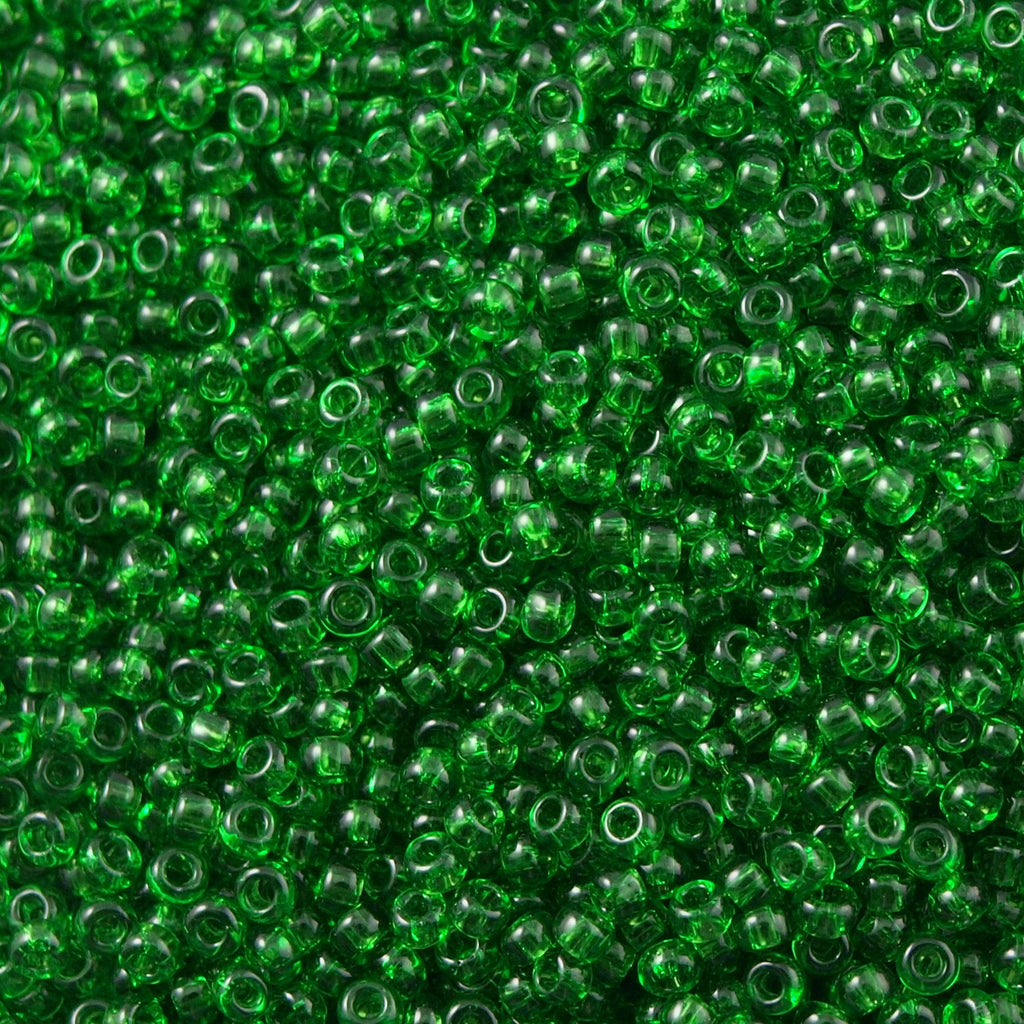 Toho Round Seed Bead 6/0 Transparent Medium Green 2.5-inch tube (7B)