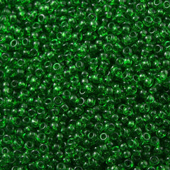 50g Toho Round Seed Bead 8/0 Transparent Medium Green (7B)