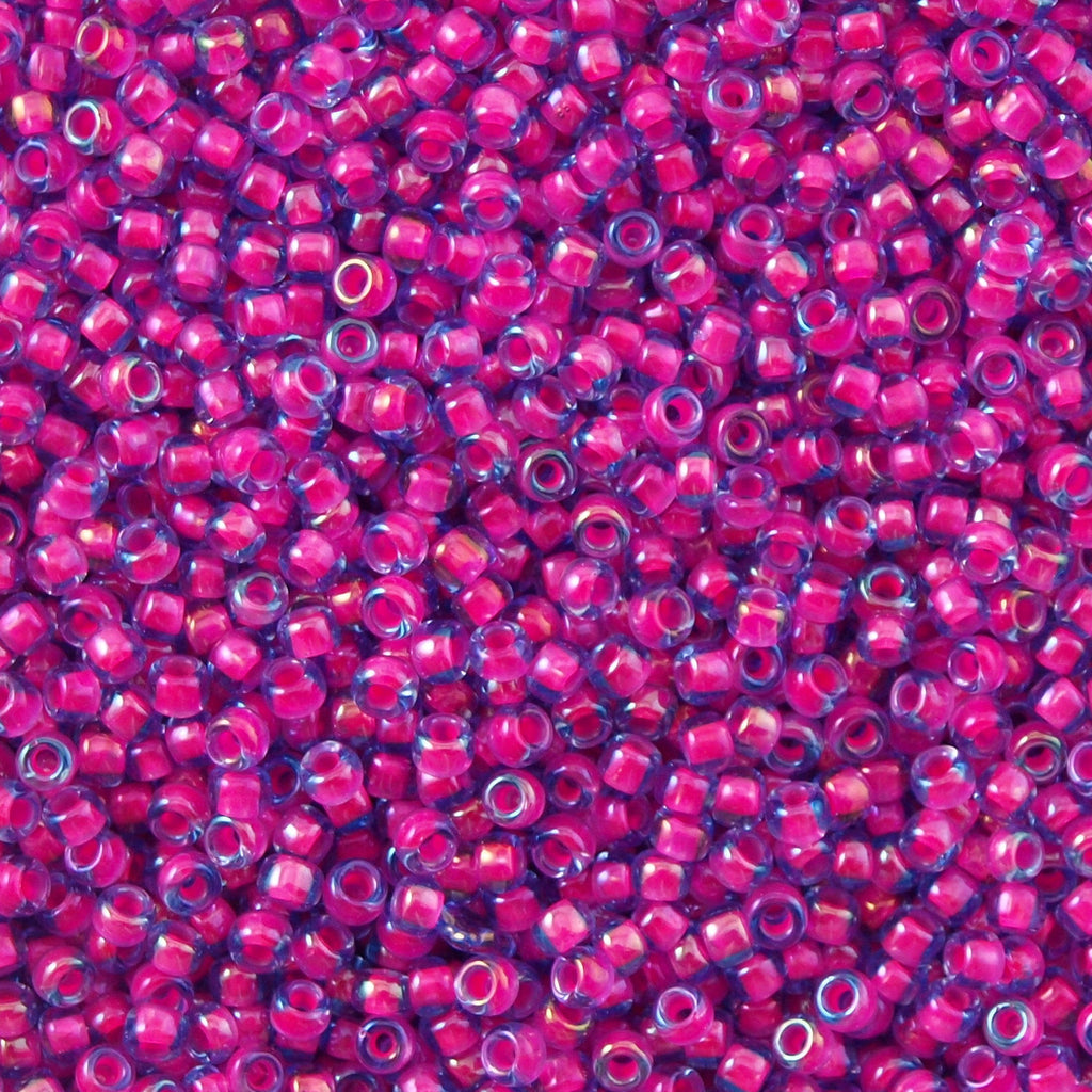 Toho Round Seed Bead 15/0 Purple Inside Color Lined Pink 2.5-inch Tube (980)