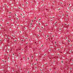 Toho Round Seed Bead 11/0 Silver Lined Transparent Pink 2.5-inch Tube (38)
