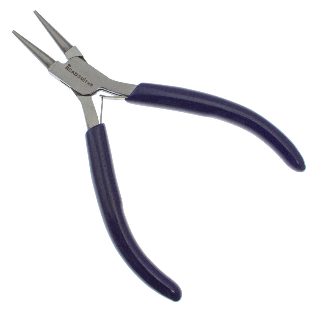 Beadsmith 5-Inch Round Nose Pliers – Polished Steel, PVC Grip, For Jewelry Making & Wire Wrapping