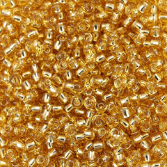 50g Toho Round Seed Bead 11/0 Transparent Silver Lined Gold (22)