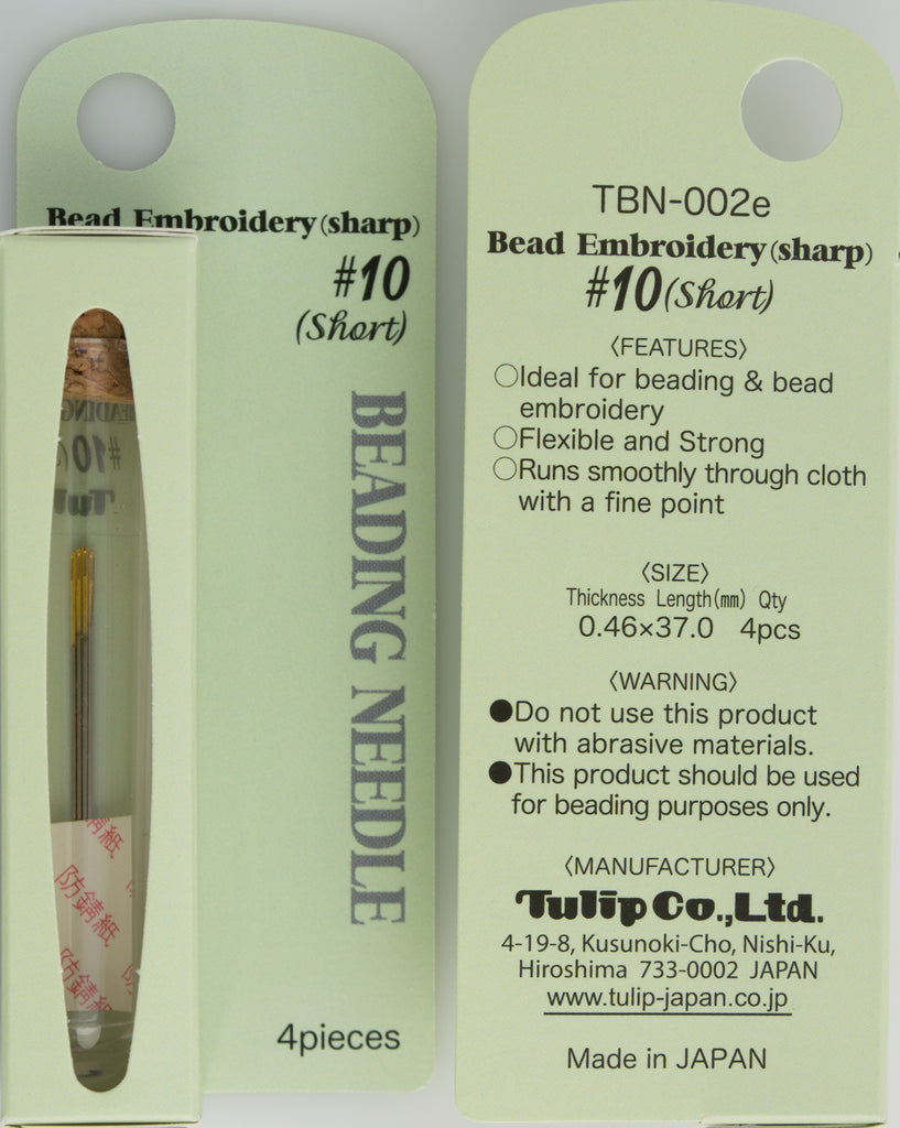 4 Tulip Short Bead Embroidery Sharp Needles 37mm Size #10