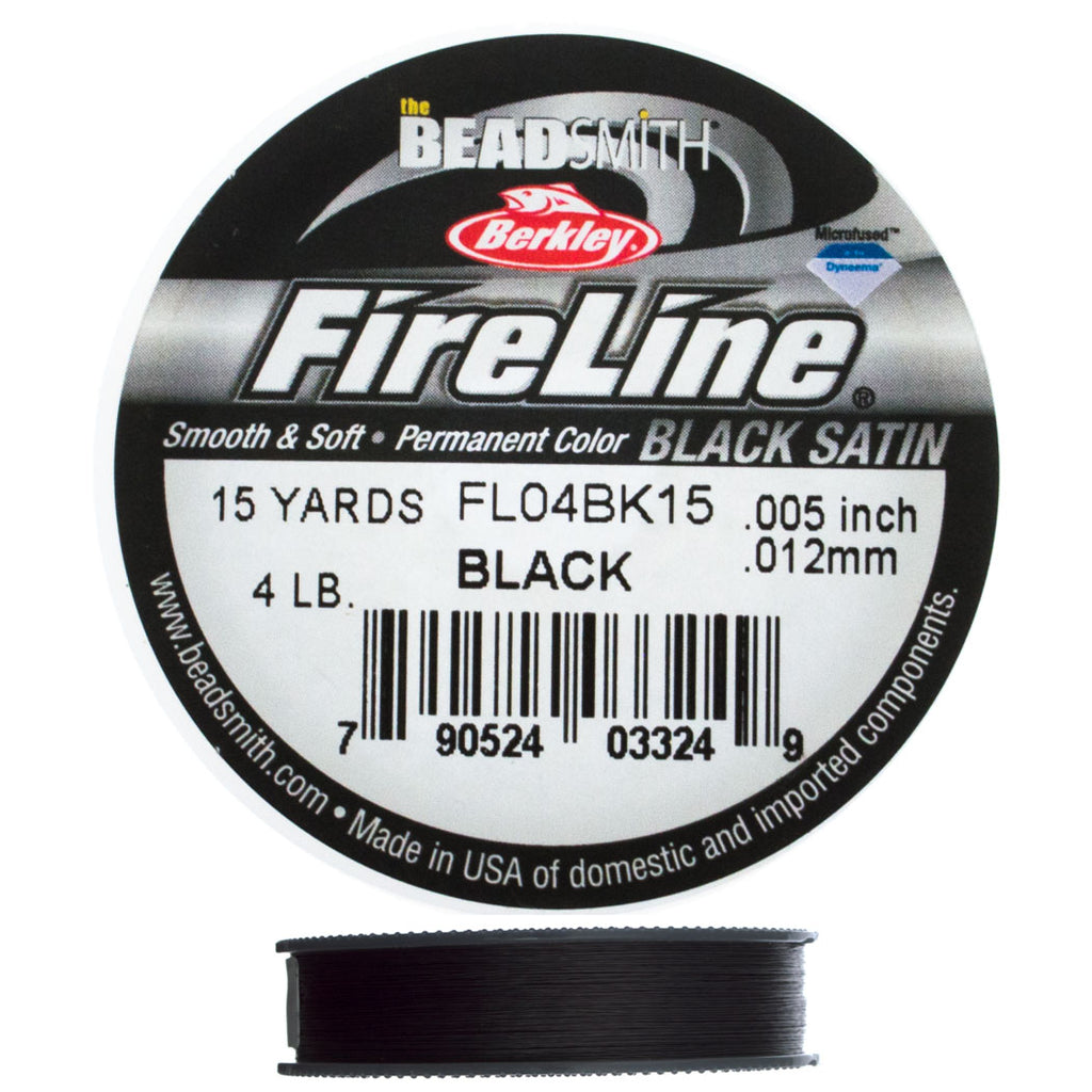 Fireline Black Satin 4Lb Beading Thread 15 yard Spool Aura Crystals, LLC
