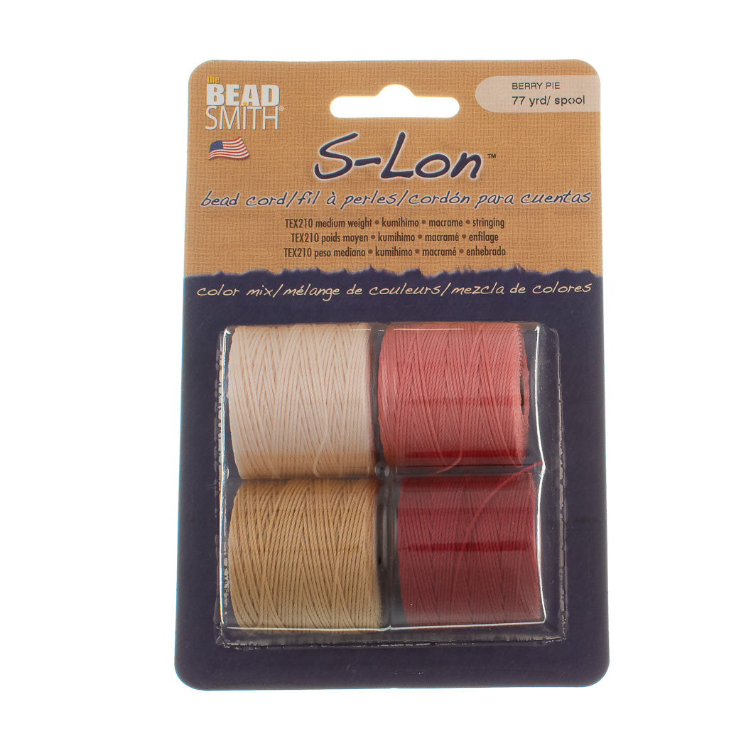 Berry Pie 4pc Mix S-Lon Bead Cord Mix 77 Yard Spool .5mm TEX 210