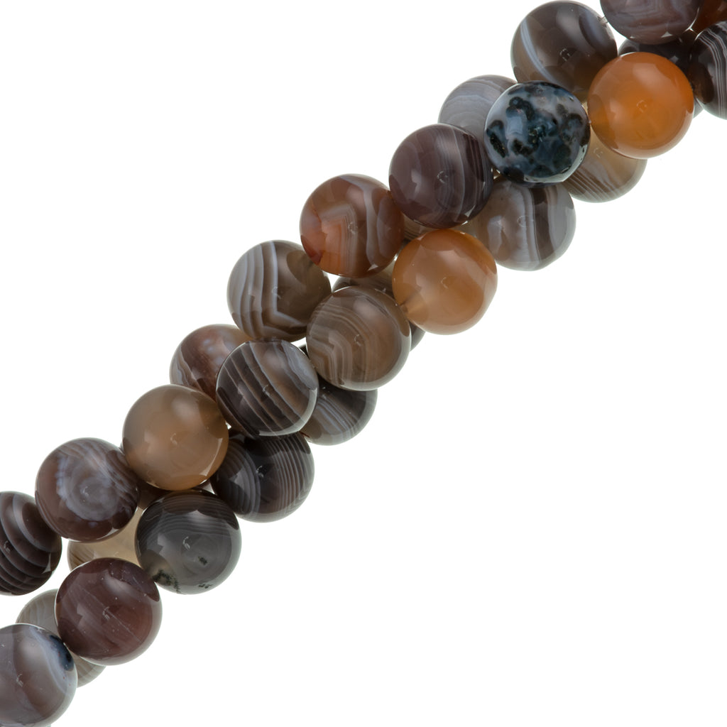 Botswana Agate Beads, Natural, 6mm Round - Golden Age Beads