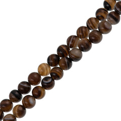 Brown Sardonyx 8mm round beads 16" strand