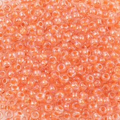 Czech Seed Bead 11/0 Inside Color Lined Peach AB 2-inch Tube (58589)