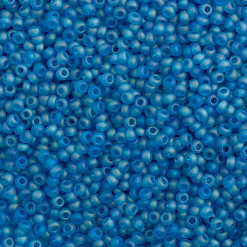 50g Czech Seed Bead 10/0 Transparent Matte Turquoise AB (61150)
