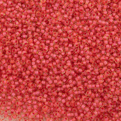 50g Czech Seed Bead 10/0 Yellow Lined Coral Terra (80898)
