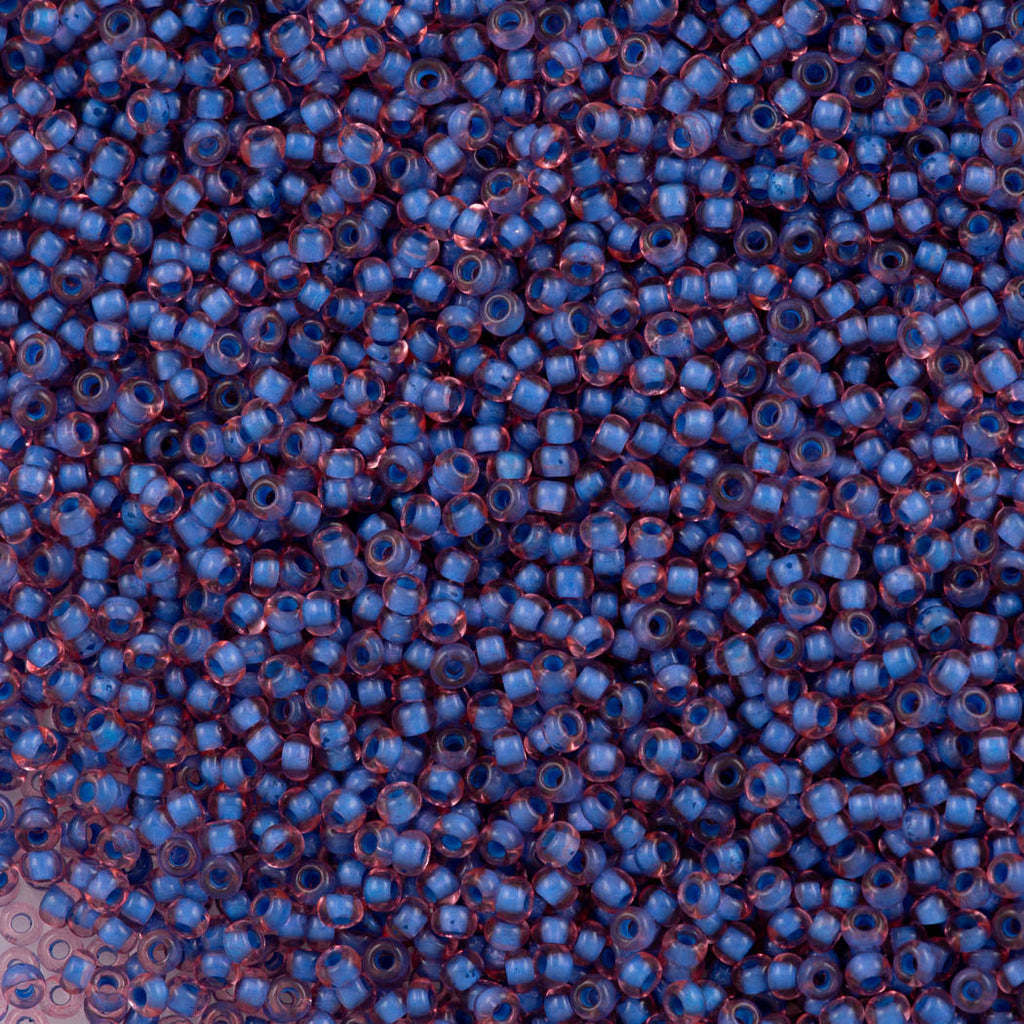Czech Seed Bead 10/0 Pink Lined Terra Blue (80936)