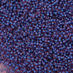50g Czech Seed Bead 10/0 Pink Lined Terra Blue (80936)