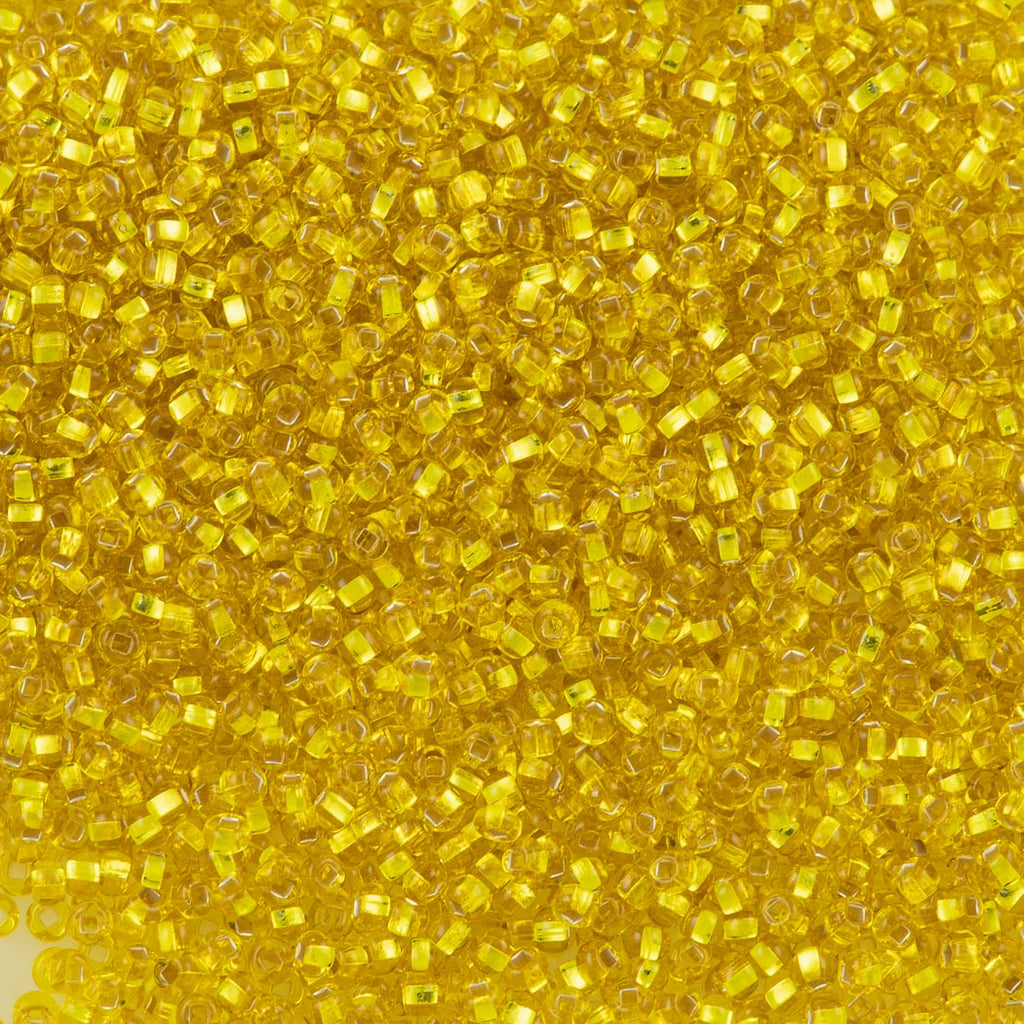 50g Czech Seed Bead 10/0 Silver Lined Yellow (87010)
