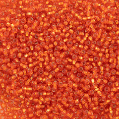 50g Czech Seed Bead 10/0 Silver Lined Orange (97030)