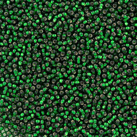 Czech Seed Bead 10/0 Silver Lined Green (57060)