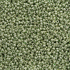 50g Czech Seed Bead 10/0 Metallic Light Spring Green Solgel (18161)