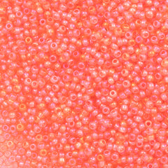 50g Czech Seed Bead 10/0 Transparent Pink Salmon AB (41191)