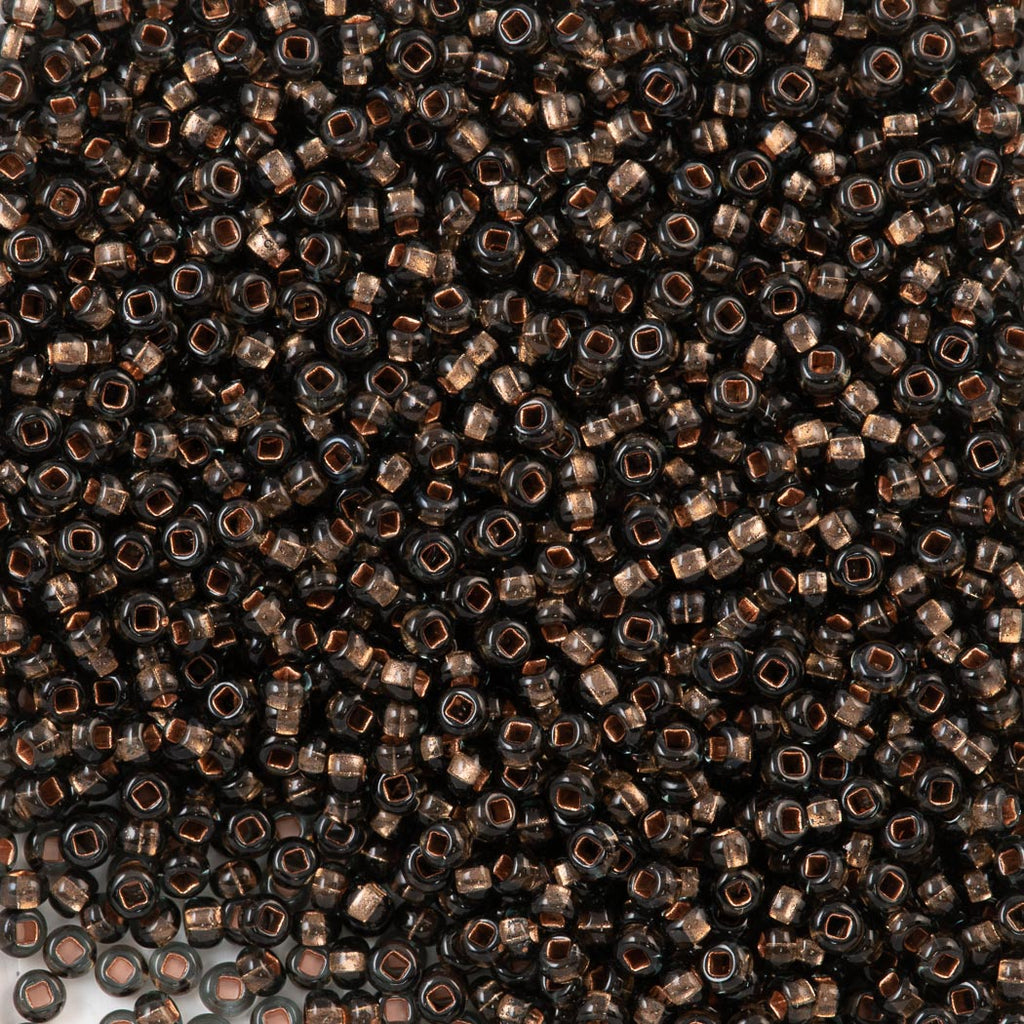 Preciosa Czech Seed Bead 8/0 Copper Lined Black Diamond (49010)