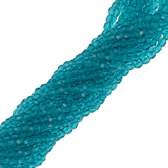 100 Czech Fire Polished 3mm Round Bead Teal (60150)