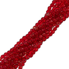 100 Czech Fire Polished 3mm Round Bead Siam Ruby Marbled Gold (90080GM)