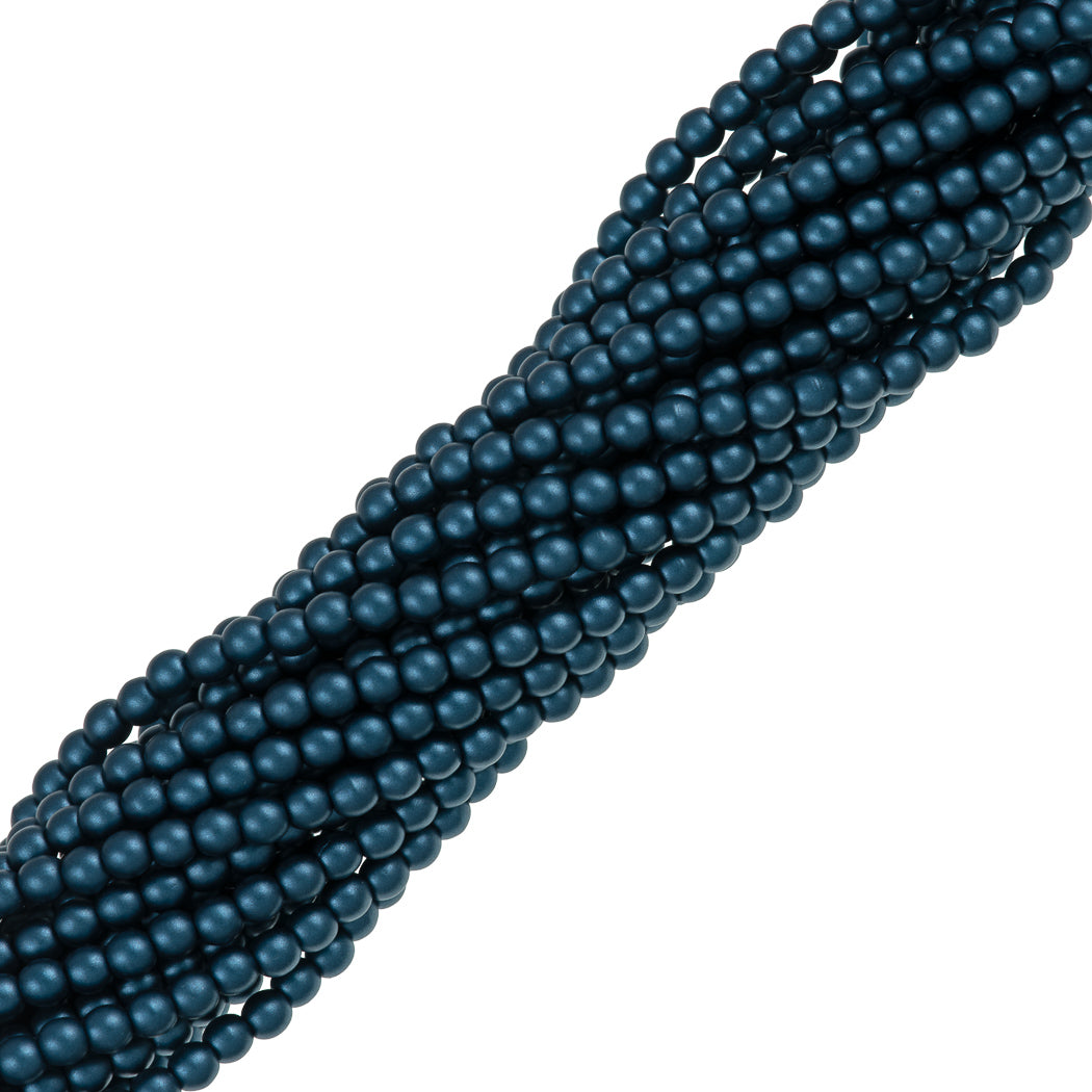 100 Czech 3mm Round Steal Blue Glass Pearl Beads – Aura Crystals, LLC