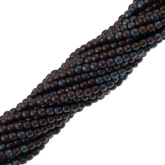 200 Czech 3mm Pressed Glass Round Beads Matte Bronze Jet Vega (23980YM)