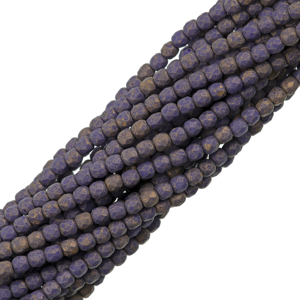 100 Czech Fire Polished 3mm Round Bead Pacifica Elderberry (10030PS)