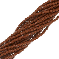 100 Czech Fire Polished 3mm Round Bead Umber (13610)