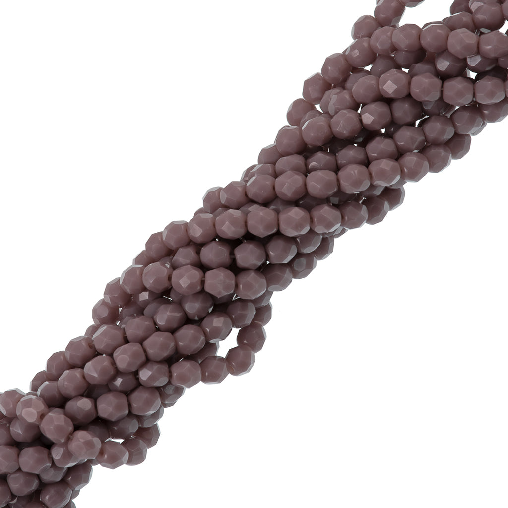 100 Czech Fire Polished 4mm Round Bead Opaque Purple (23030)